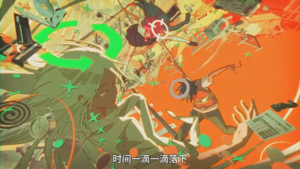 False Memory anime - opening animation still with Fangtang and Baizhong
