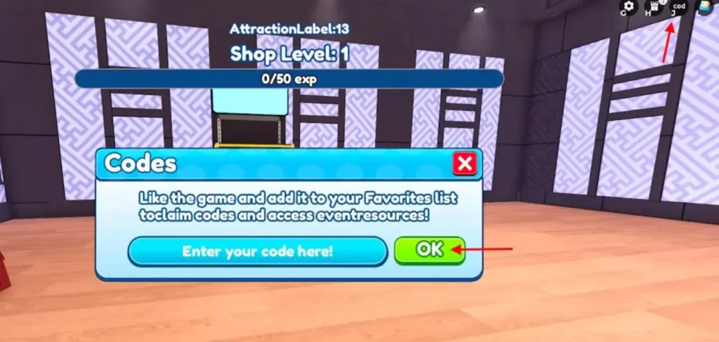 My Squishy Box Store - Cod button location for entering codes