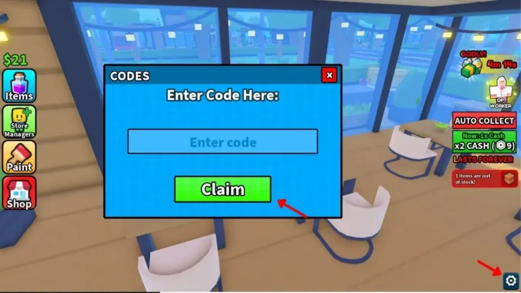 My Boba Store codes - in-game code redemption menu