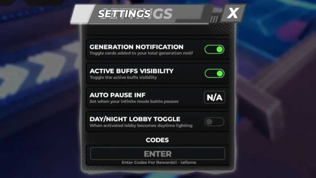 Card Chronicles codes — the redemption box inside the Settings menu