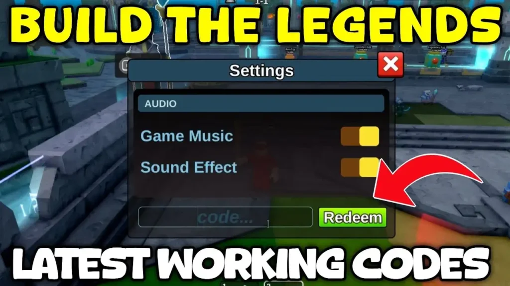Build the Legends codes - Settings menu with code input field