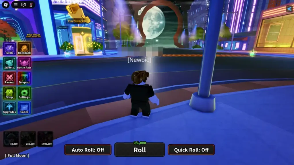 Anime Card Clash - Codes button location on the left menu