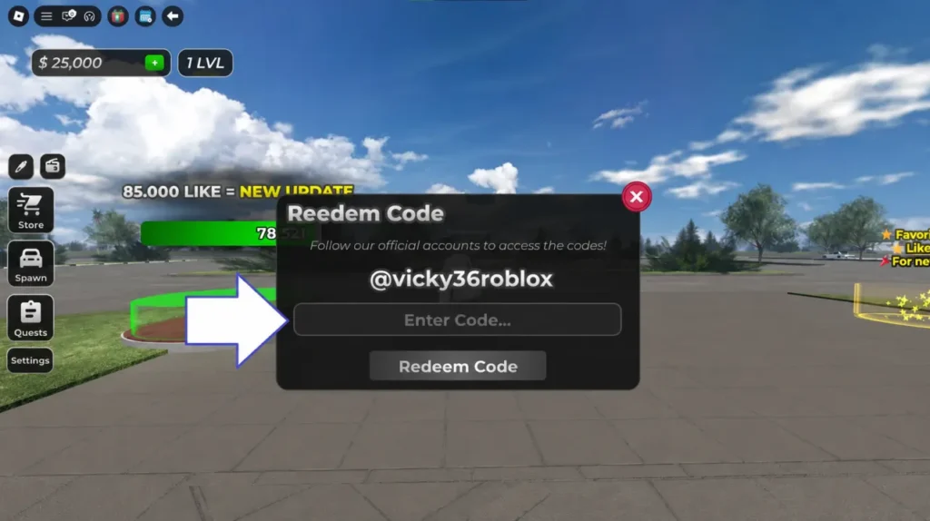 Drift 36 codes - Settings menu Codes tab with Enter Code field