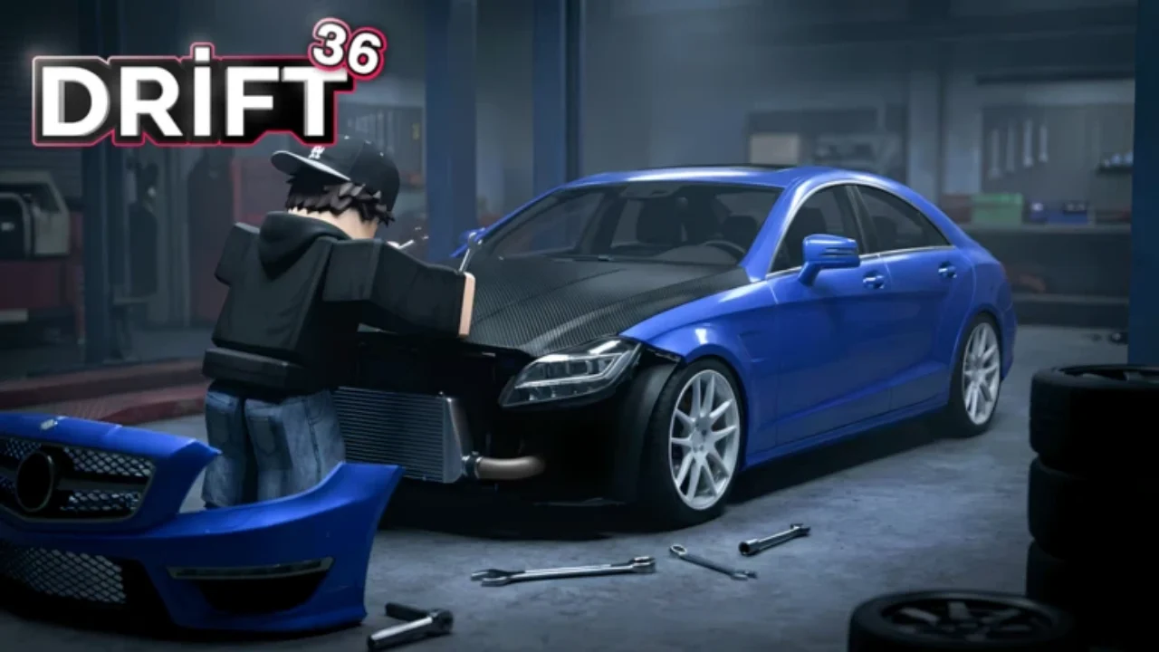 Drift 36 Roblox - car drifting through open-world city streets
