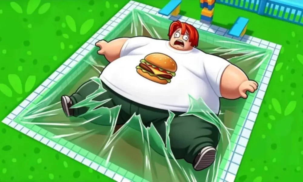 Get Fat to Break Tape - character eating food to grow bigger