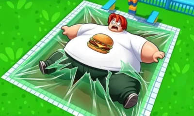 Get Fat to Break Tape - character eating food to grow bigger