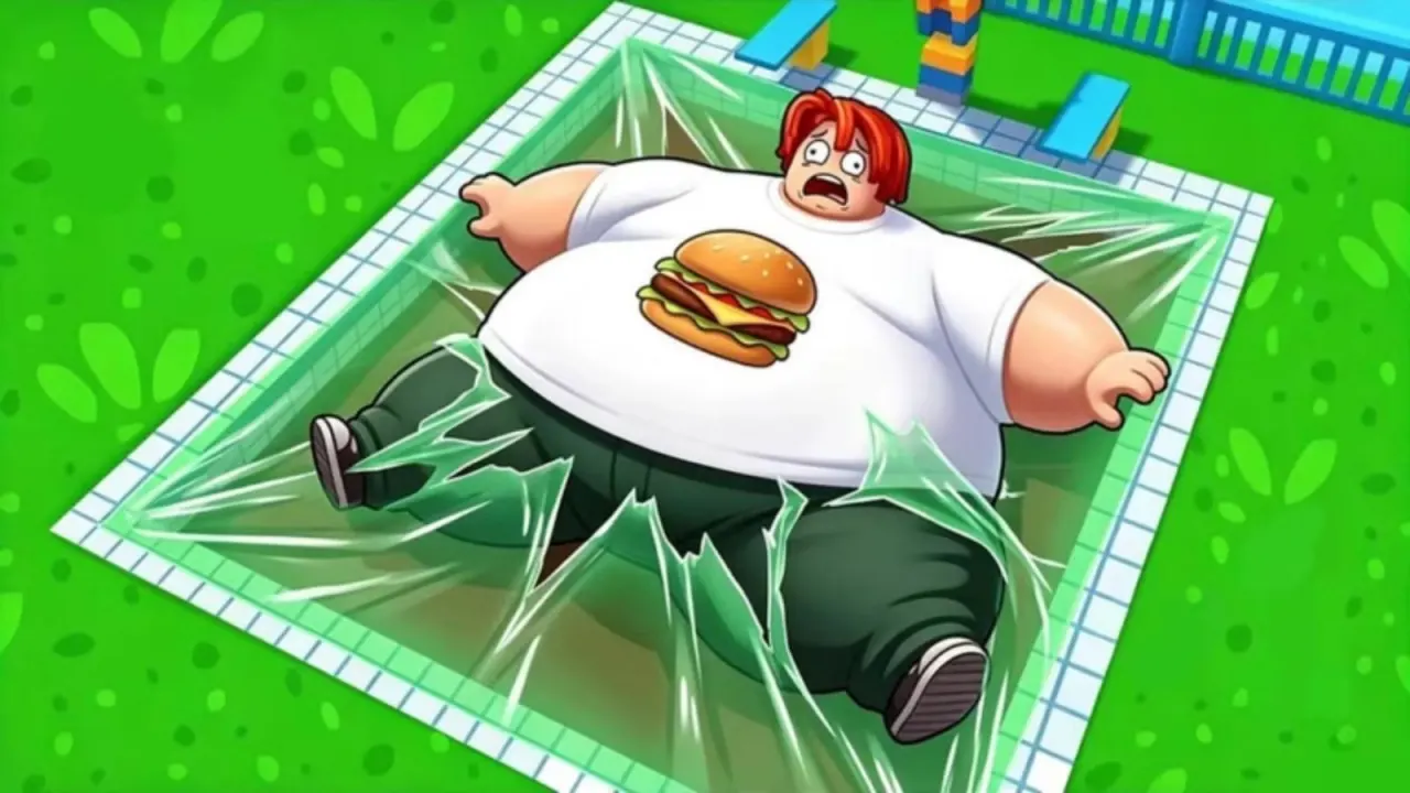 Get Fat to Break Tape - character eating food to grow bigger