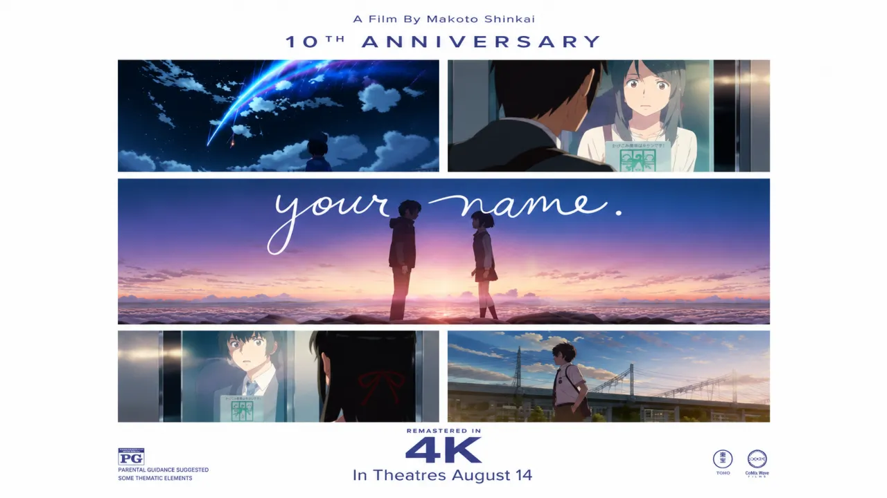 Your Name 10th anniversary Steelbook cover art with Mitsuha and Taki