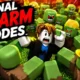Final Swarm - active codes list showing Jungl3, Update1, supdoggy rewards