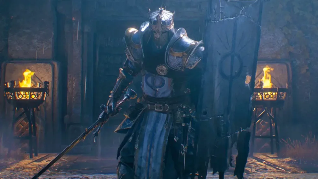 Mistfall Hunter Withered Knight using the new polearm and shield stance