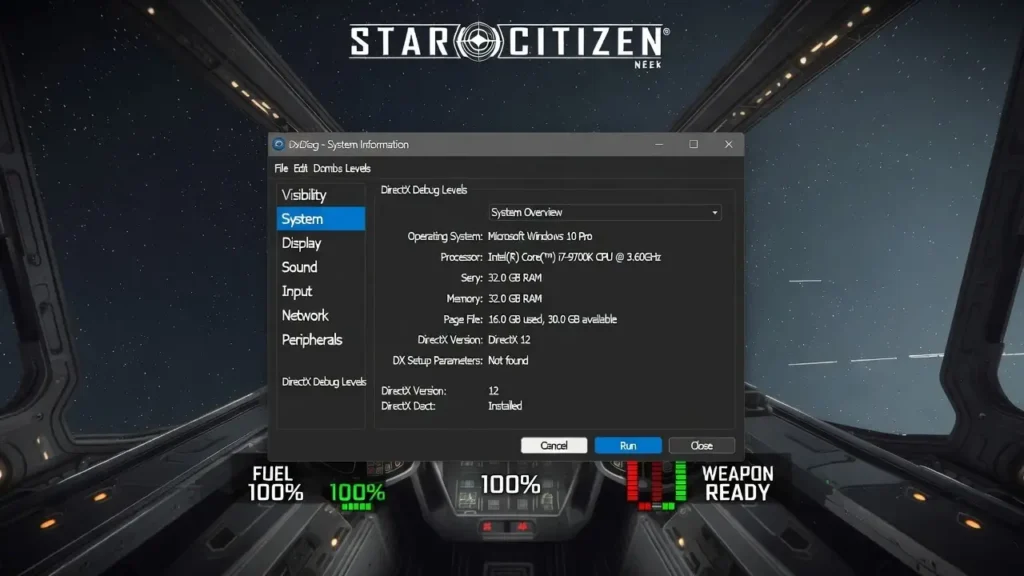Star Citizen - checking PC specs using Windows DxDiag tool