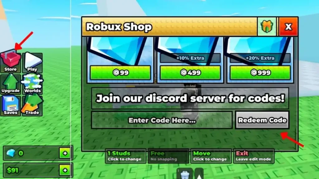 Build an ASMR Tower ABX button used to open the code redemption window