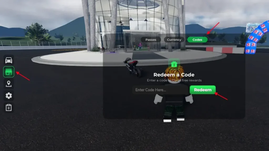 TR Legacy codes - shop menu code redemption screen