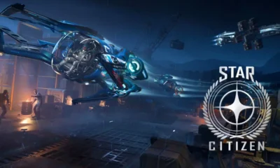 Star Citizen - spaceship flying over a planetary landing zone