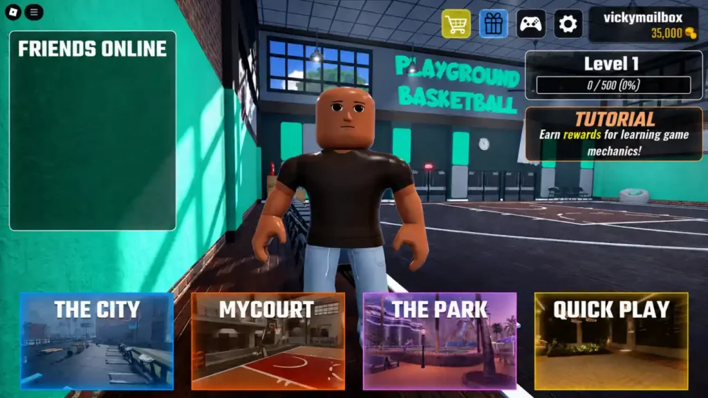 Playground Basketball codes redeem window with Gift icon