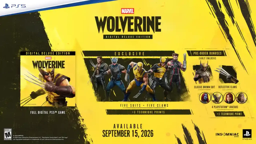 Marvel's Wolverine — Standard and Digital Deluxe Edition comparison
