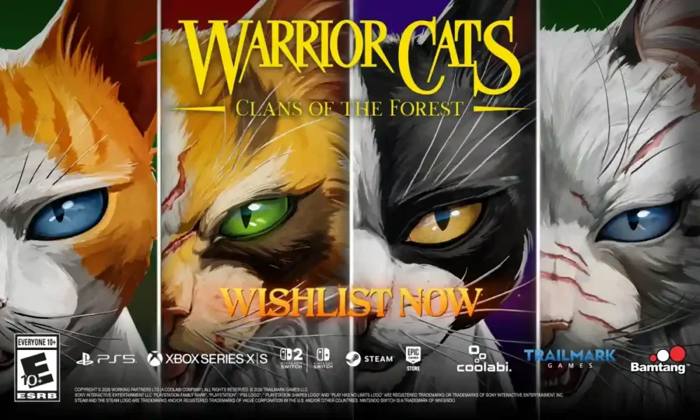 Warrior Cats: Clans of the Forest key art showing the four Clans