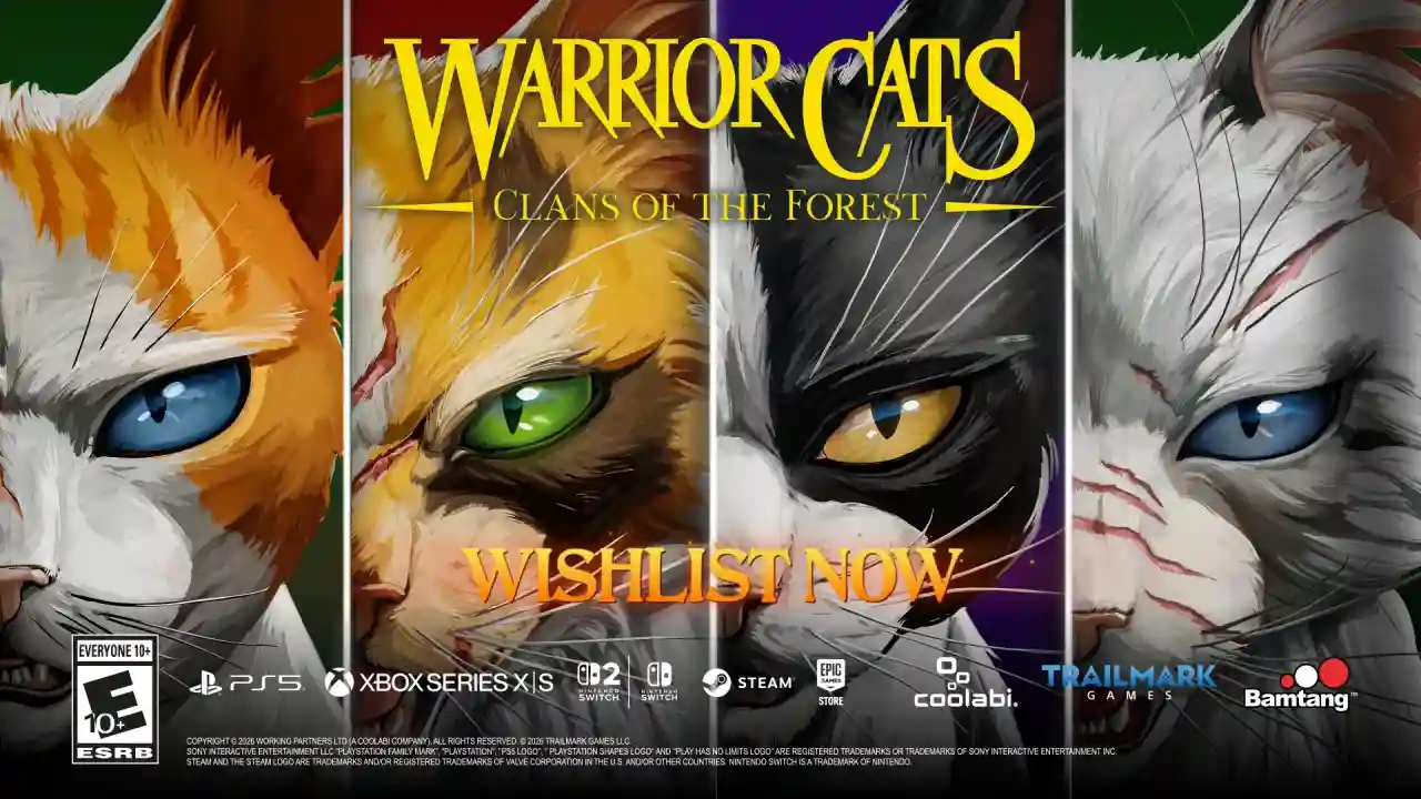Warrior Cats: Clans of the Forest key art showing the four Clans