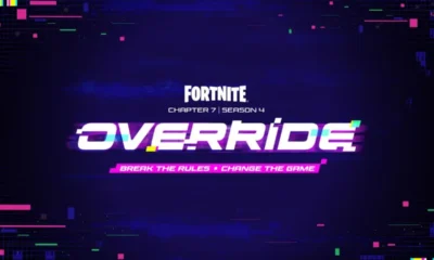 Fortnite Chapter 7 Season 4 Override logo with glitch effect