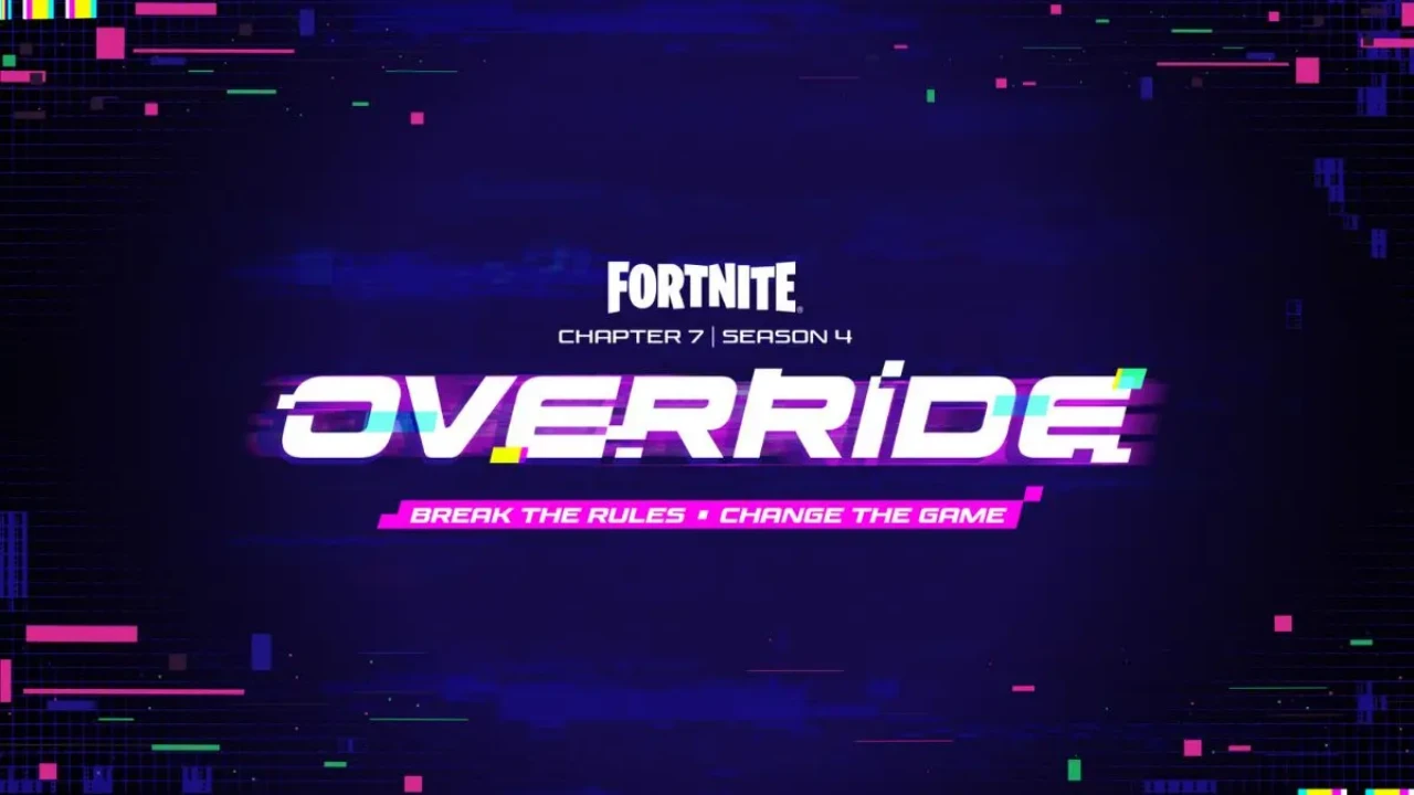 Fortnite Chapter 7 Season 4 Override logo with glitch effect