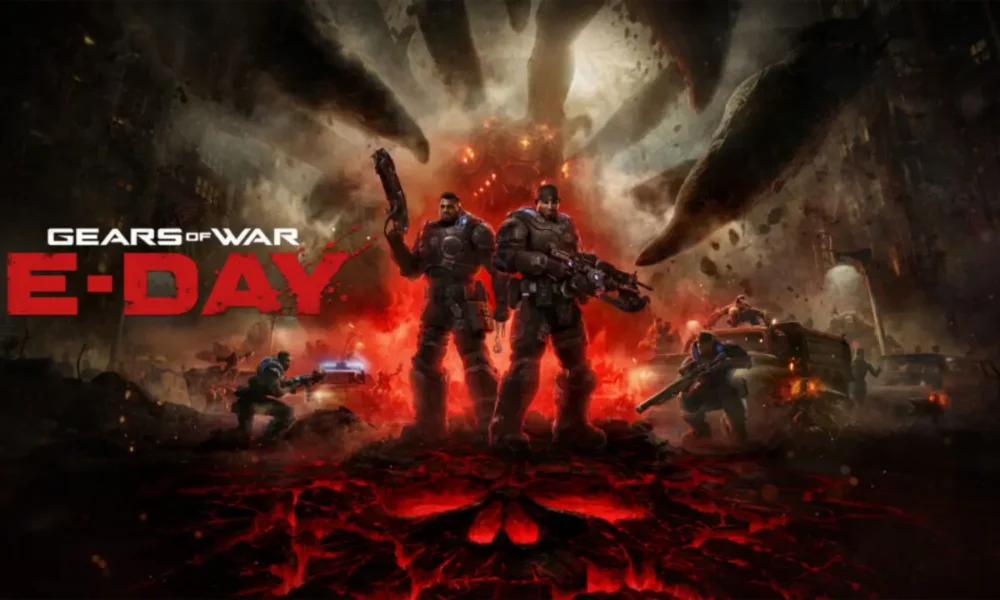 Gears of War E-Day — Marcus Fenix in cover combat during the Locust Emergence