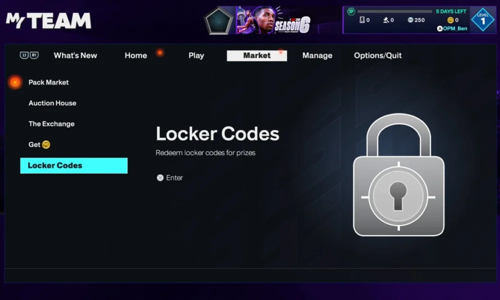 NBA 2K27 locker codes — MyTEAM Locker Codes redemption menu