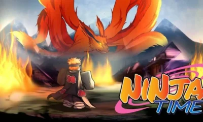Ninja Time player character in the shinobi village on Roblox