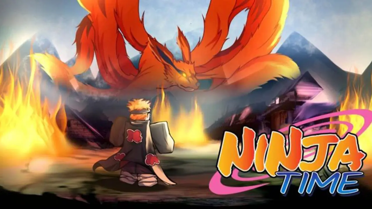 Ninja Time player character in the shinobi village on Roblox