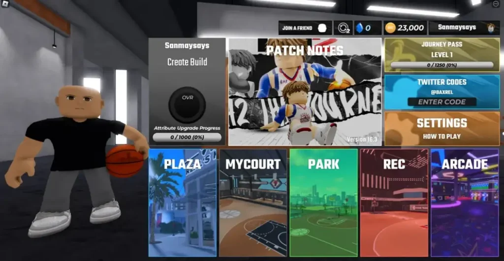RH2 The Journey code entry box on the main menu in Roblox