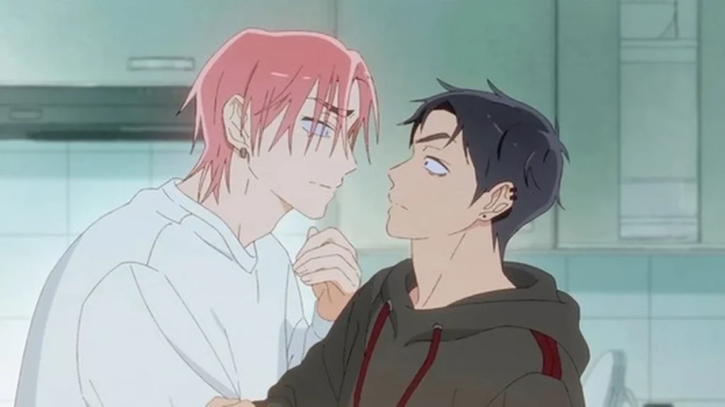 Quiet Please anime Yi-hyuk and Mid-eum romance scene
