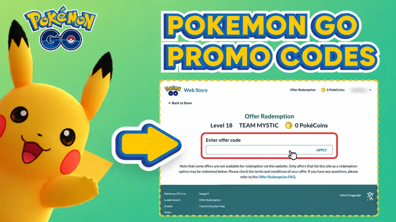Pokemon GO codes — official Web Store code redemption page