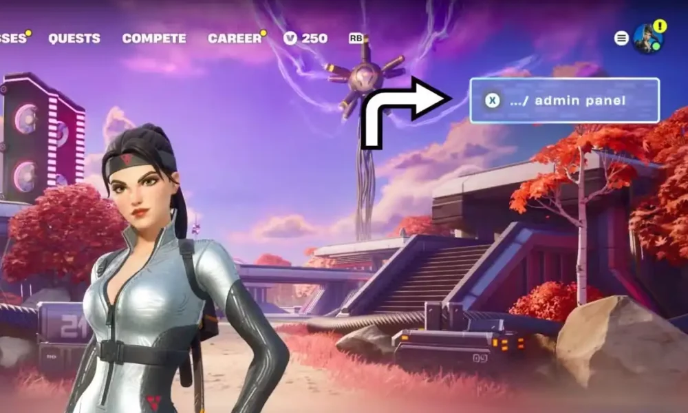 Fortnite Admin Panel terminal in the Battle Royale lobby