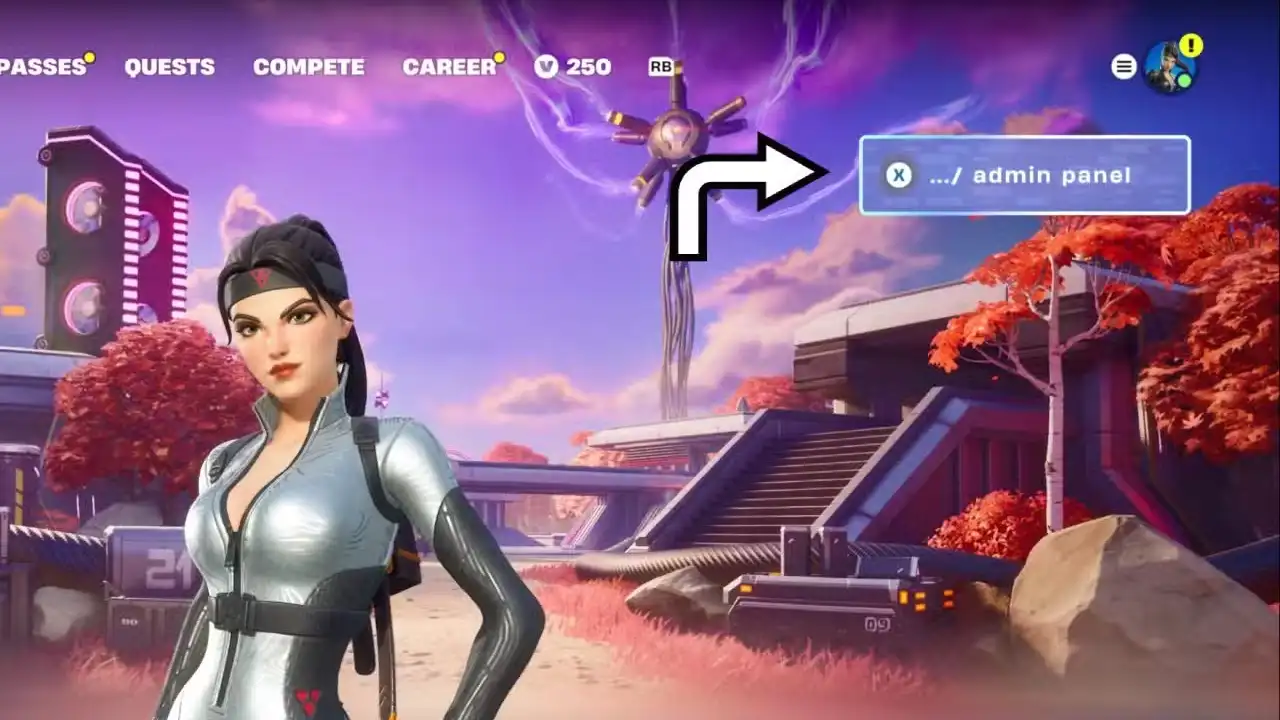 Fortnite Admin Panel terminal in the Battle Royale lobby