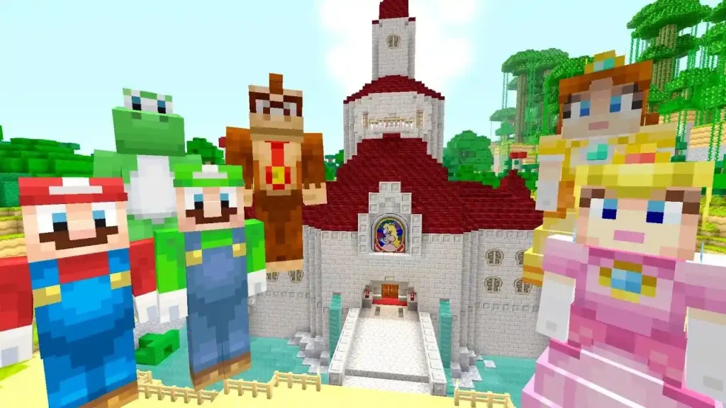 Minecraft Super Mario Mash-Up pack Peach's Castle scene