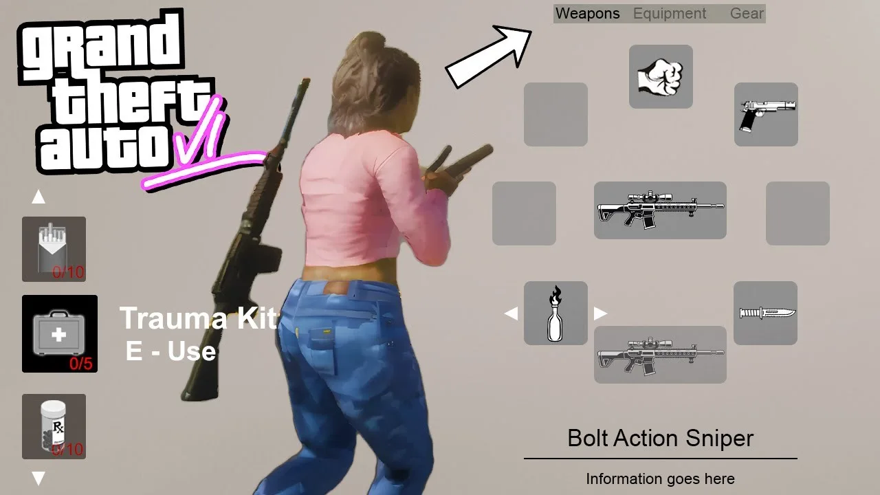 GTA 6 Extended Look details — redesigned weapon wheel and item system