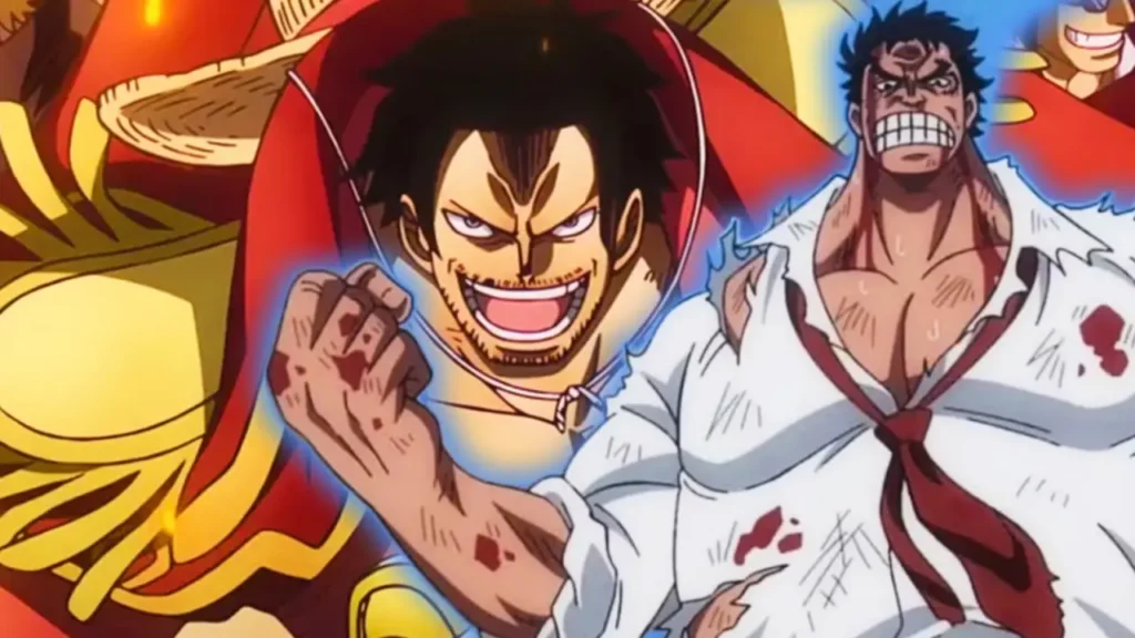 One Piece God Valley Incident — Gol D. Roger and Monkey D. Garp flashback scene