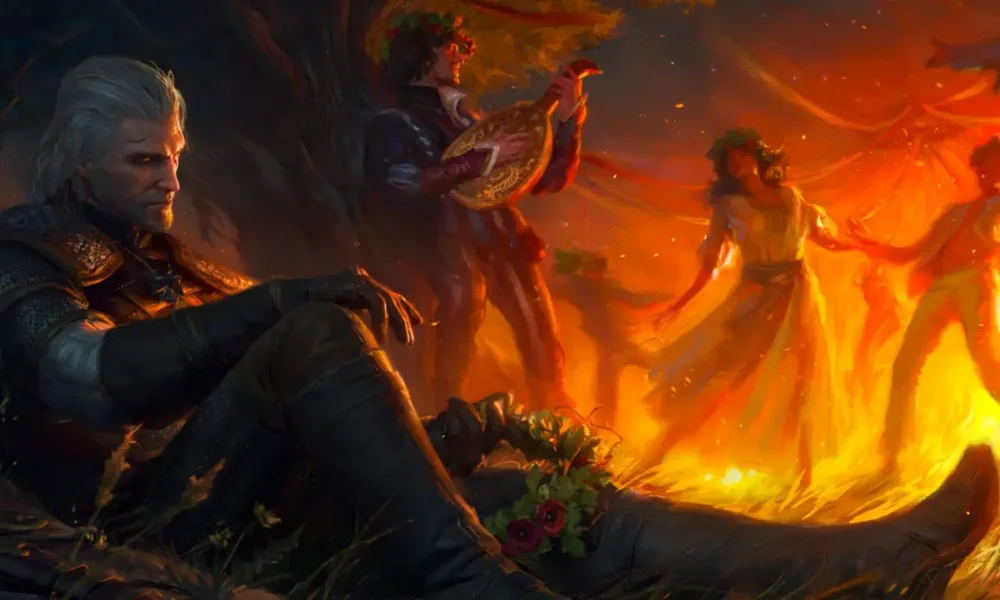 The Witcher 3 Songs of the Past — key art of Geralt holding Ciri's silver sword