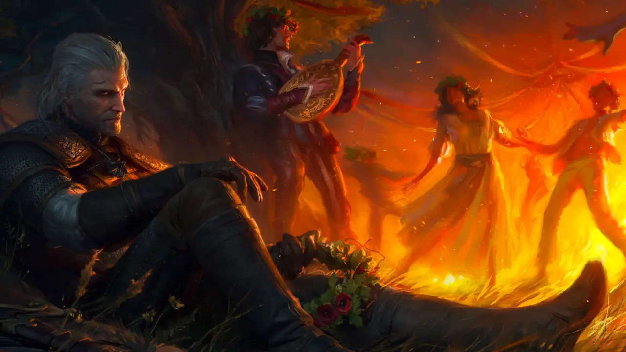 The Witcher 3 Songs of the Past — key art of Geralt holding Ciri's silver sword