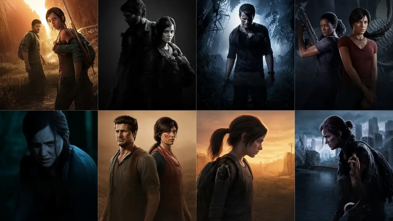 Best Naughty Dog games - Nathan Drake and Joel side by side