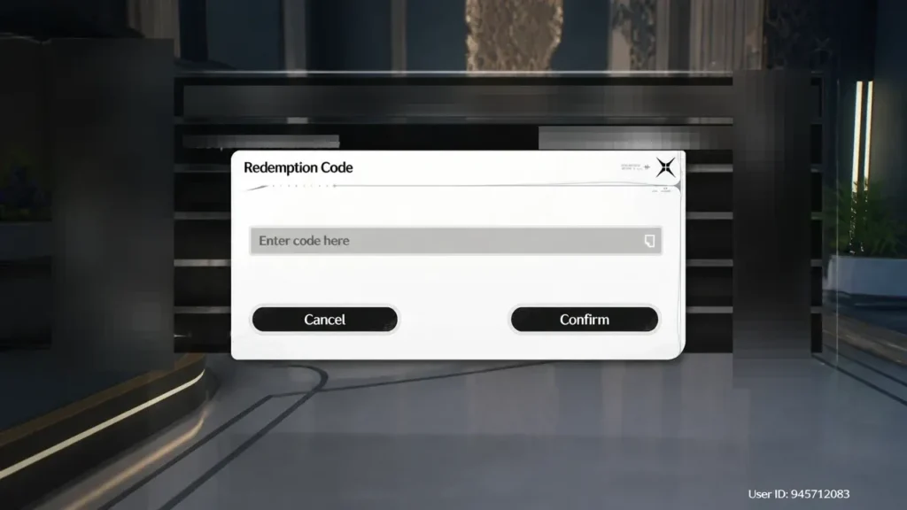 Wuthering Waves codes - in-game redemption code entry screen