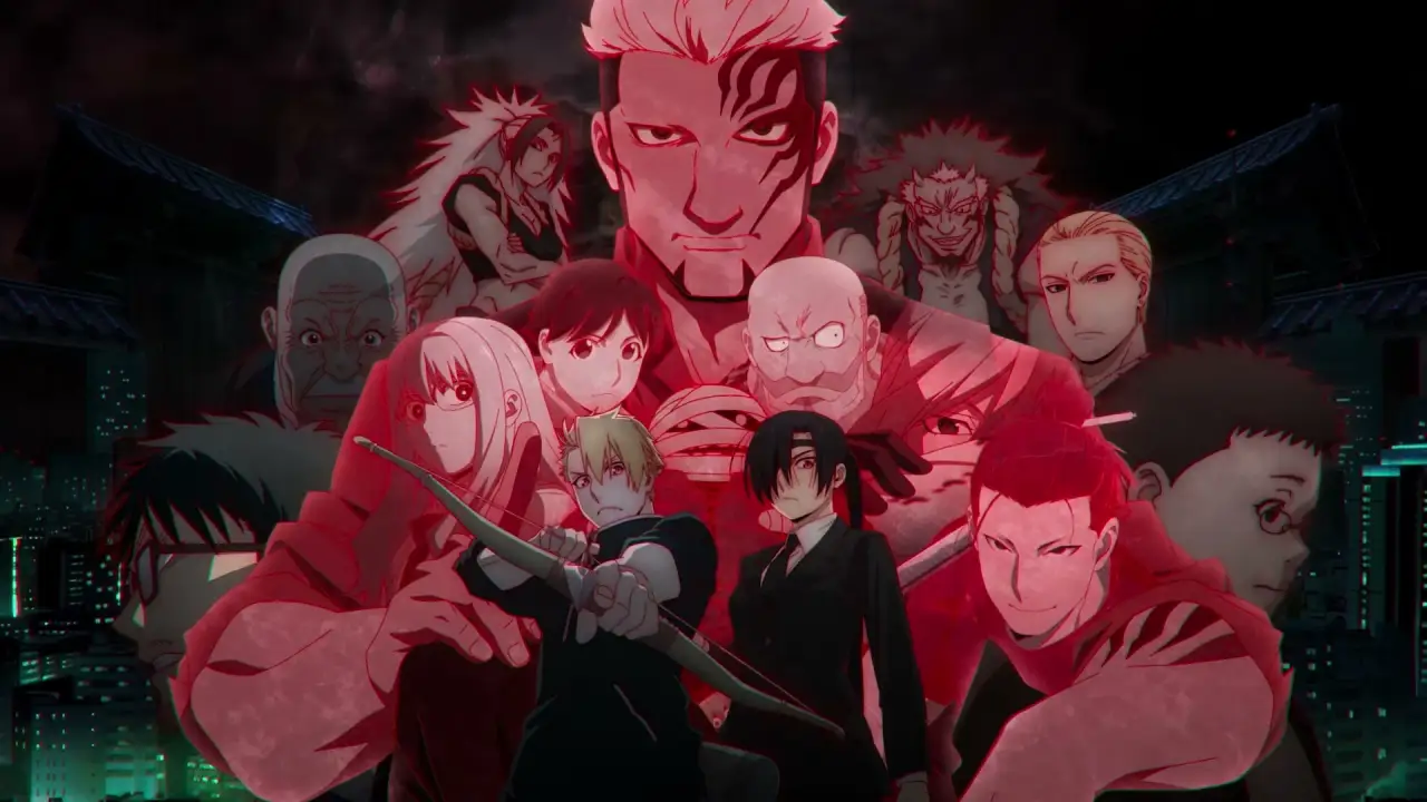 Yuru and Asa standing with the paired daemons Right and Left in the Daemons of the Shadow Realm Season 2 announcement visual