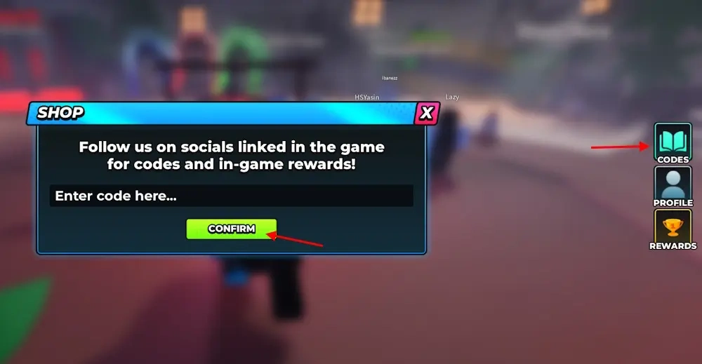 Hunty Zombie codes menu on the right side of the Roblox lobby with the redeem box open