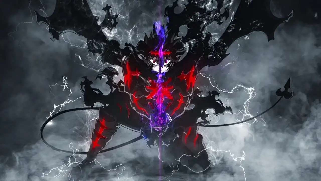 Black Clover Season 2 key art of Asta in Devil Union with Yuno and Noelle