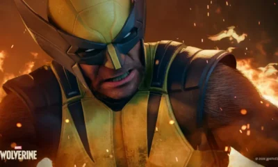 Logan popping adamantium claws in a ruined industrial yard, official Marvel’s Wolverine PS5 launch key art from Insomniac Games