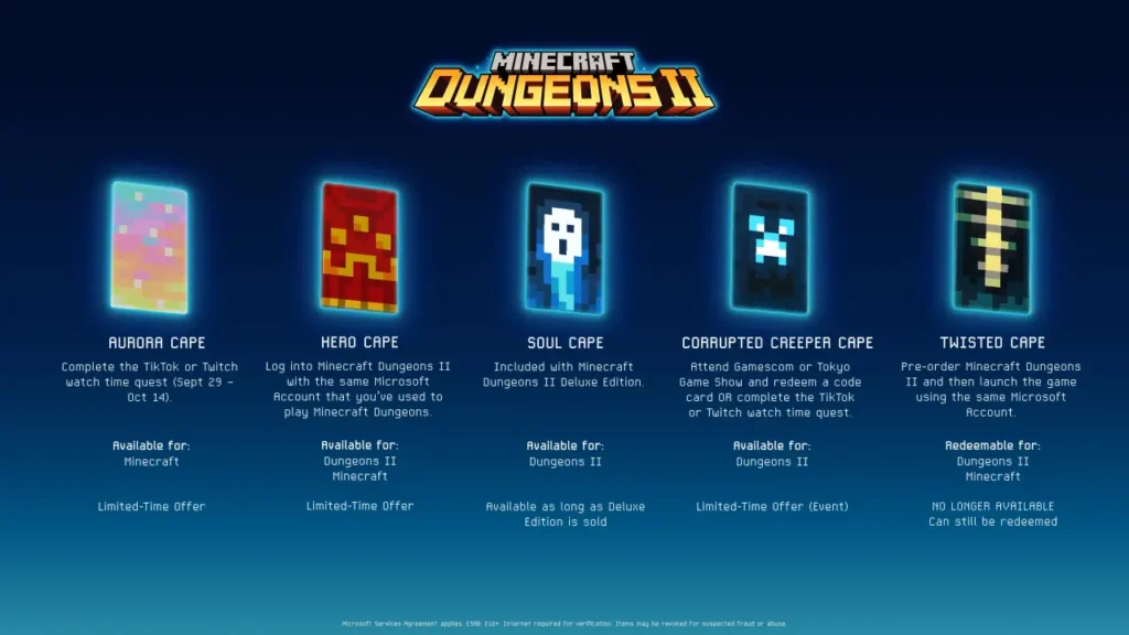 Minecraft Dungeons II - in-game Redeem a Code menu screen