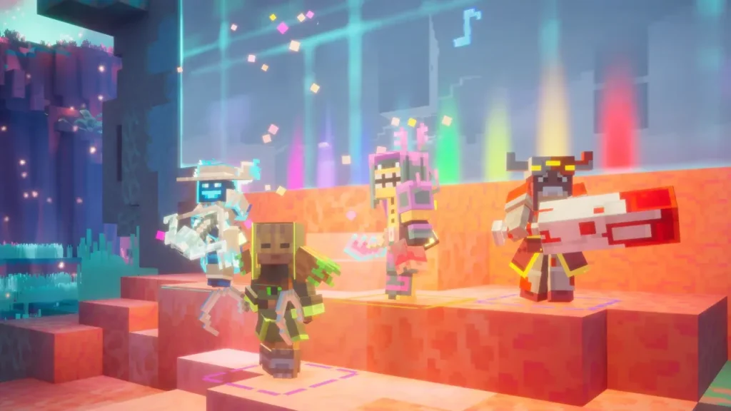 Minecraft Dungeons II - four-player co-op party fighting mobs
