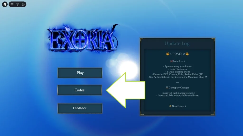 Exoria codes — Rolls and EXP boost reward examples