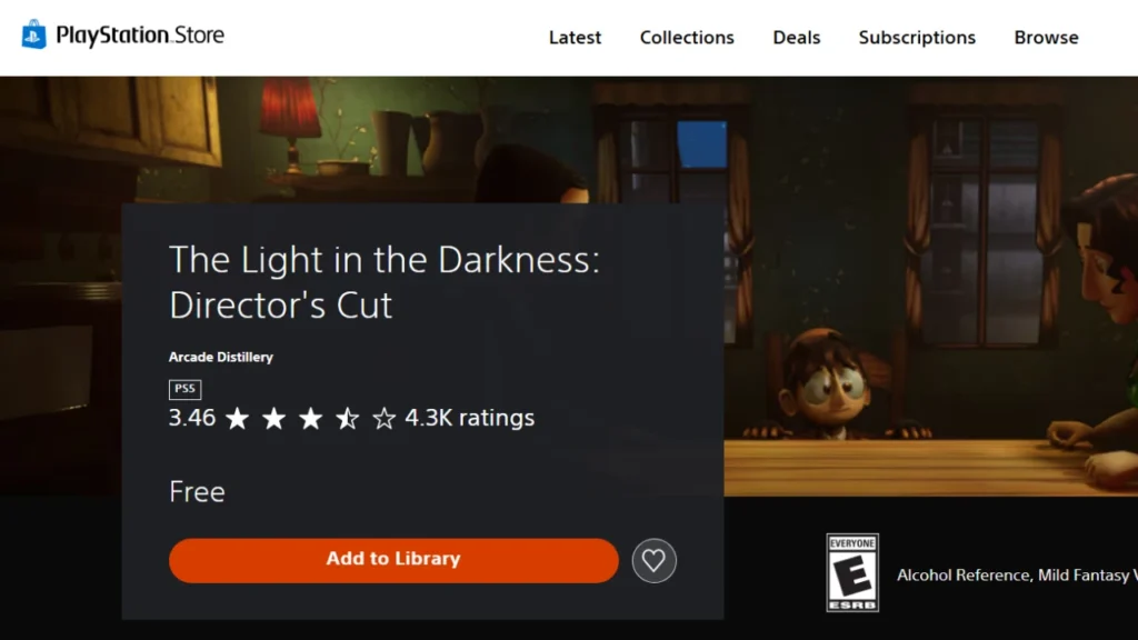 The Light in the Darkness Director's Cut - PS5 PlayStation Store page