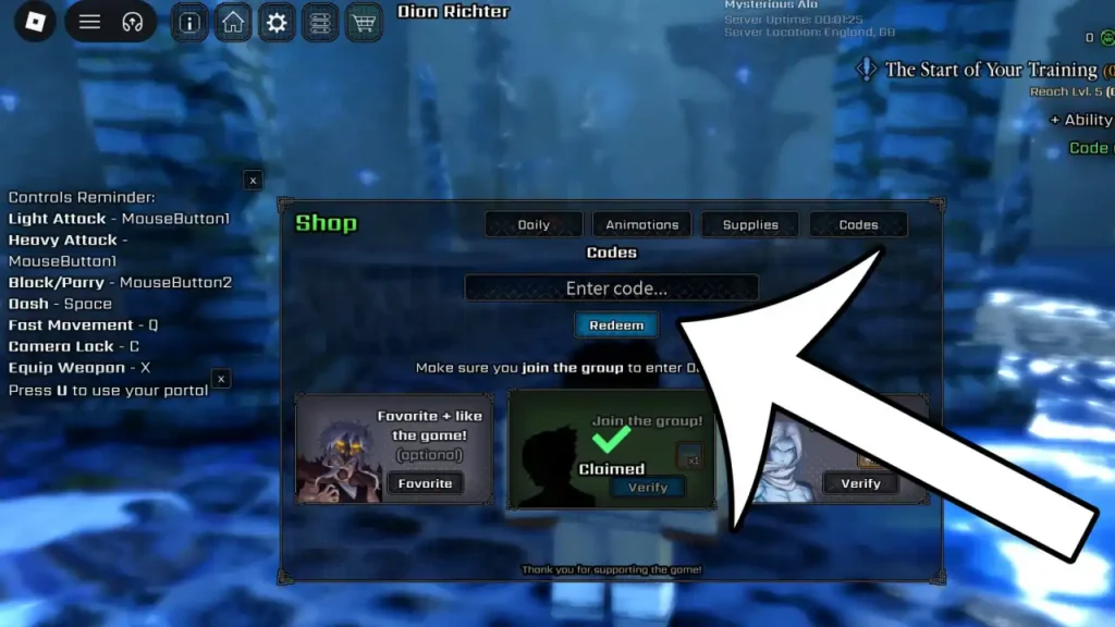 VV Ultimatum codes — Clan Reroll and Ability Reroll reward examples
