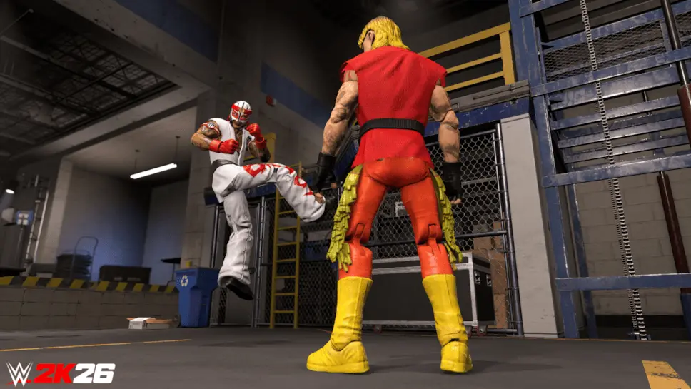 WWE 2K26 Street Fighter crossover - Rey Mysterio as Ryu performing the Shoryuken